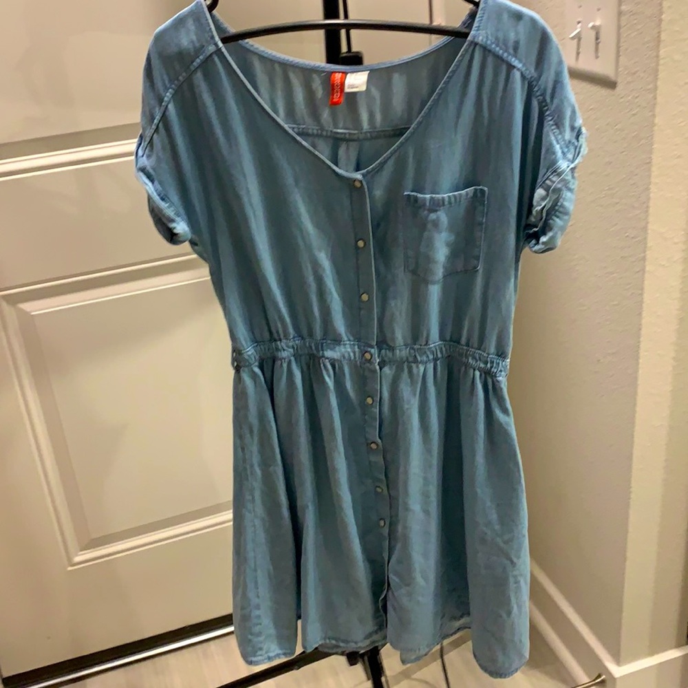 Blue button up dress